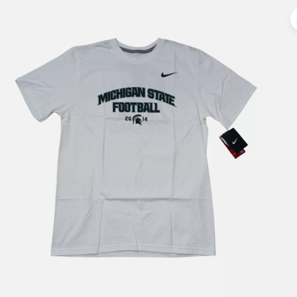 Nike T Shirt Michigan State Football Spartans 2014 Mens Size L White regular fit